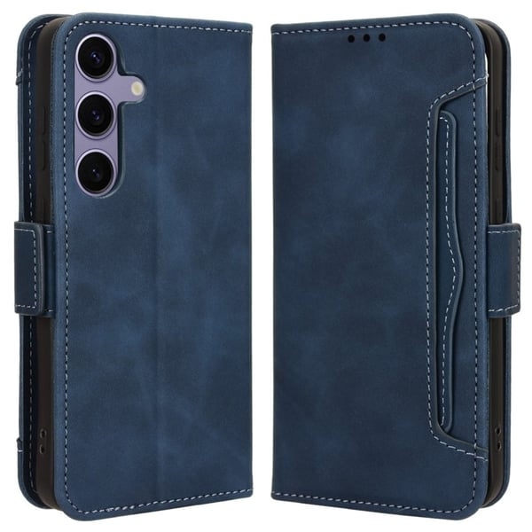 Lommebok-etui i moderne skinn-design Samsung Galaxy S24 FE - Blå