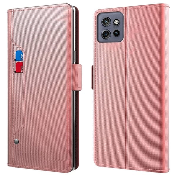Telefonetui med sminkespeil og glatt design for Motorola Edge 50 Neo - Rose Gull