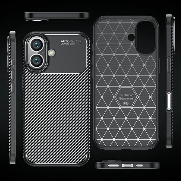 Carbon Shield iPhone 16 deksel - Svart