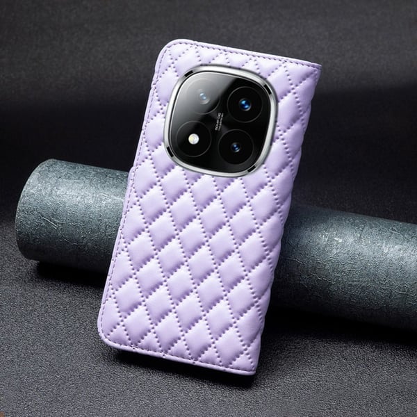 Rombemønster, matt flip-deksel for Xiaomi Redmi Note 14 Pro 5G / Xiaomi Redmi Note 14 Pro Plus 5G - Lilla