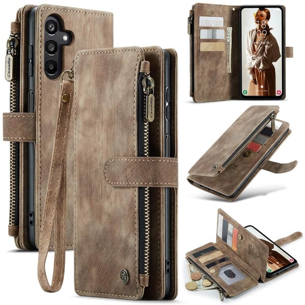 CaseMe Samsung Galaxy A16 etui med lynlås og pung - Brun