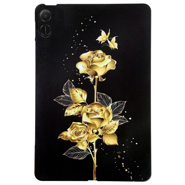 Honor Pad X8a fleksibelt etui med mønsterutskrift, slankt beskyttelsesdeksel for nettbrett - Gull Sommerfuglrose