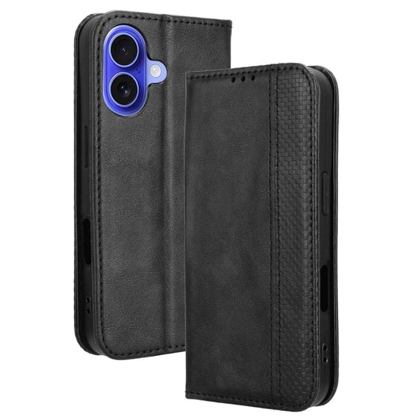 Bofink Vintage läder iPhone 16 Plus fodral - Svart