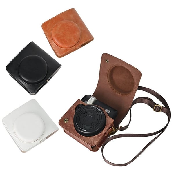 Kameraveske Fujifilm Instax Mini 99 Camera Vegan Leather Crossbody Bag med skulderrem - Kaffe