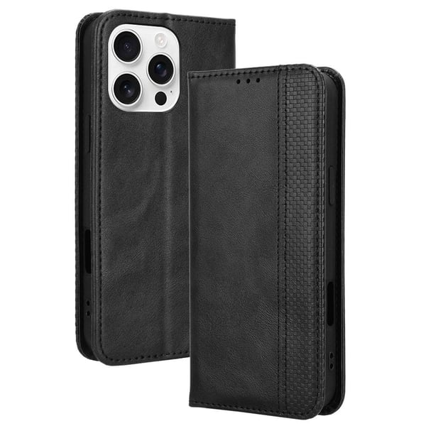 Bofink Vintage iPhone 16 Pro nahkakotelo - Musta