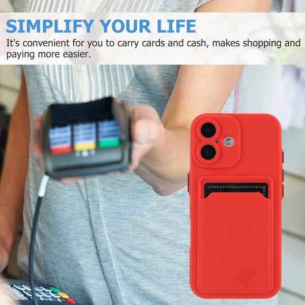 iPhone 16 skal med korthållare - Röd