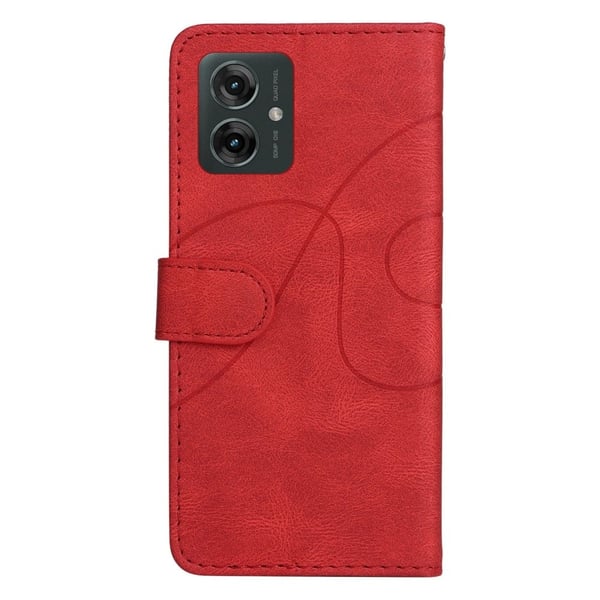 Teksturert læretui med stropp for Motorola Moto G55 - Rød
