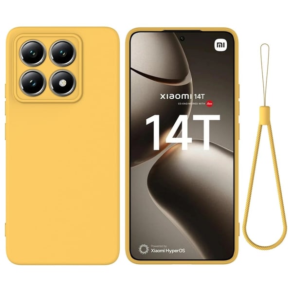 Matt flytende silikondeksel for Xiaomi 14T - Gul