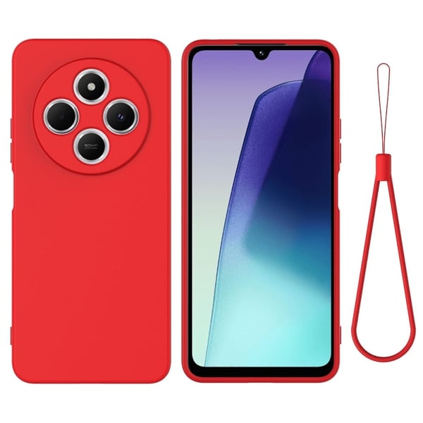 Matt flytende silikondeksel for Xiaomi Redmi 14R / Xiaomi Redmi 14C - Rød