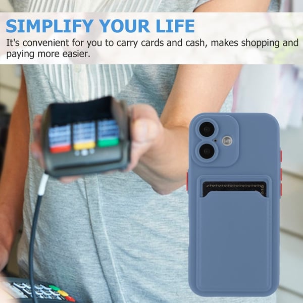 Deksel til kortholder for iPhone 16 - Gråblå