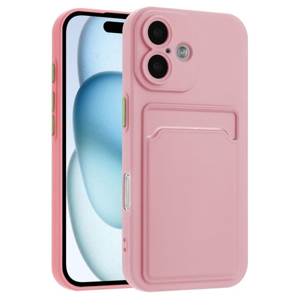 iPhone 16 skal med korthållare - Rosa