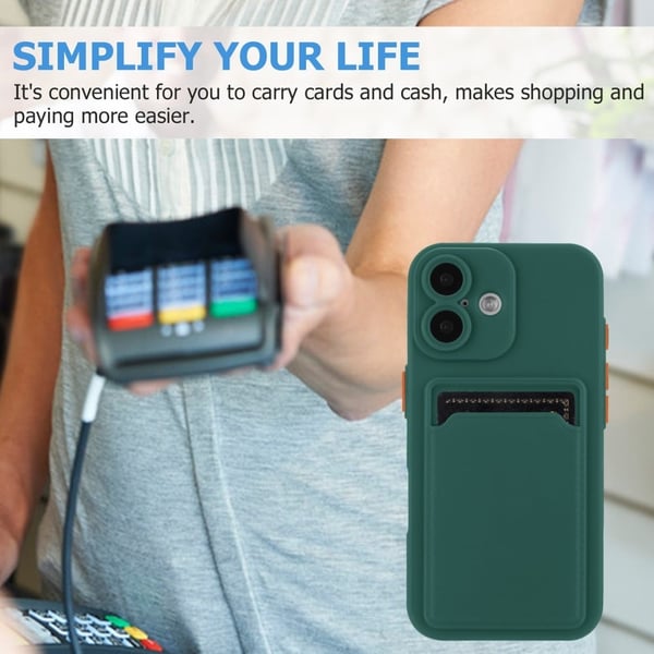iPhone 16 Plus kuori korttipaikalla - Keskiyön Vihreä