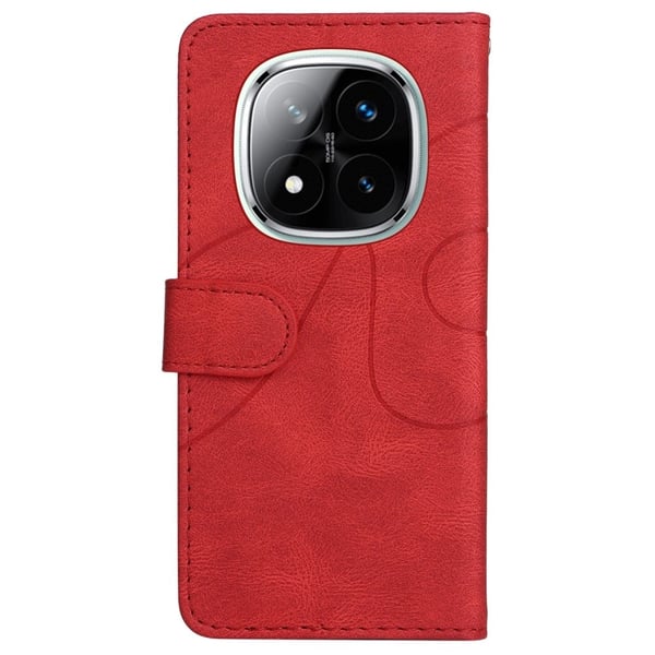 Teksturert læretui med stropp for Xiaomi Redmi Note 14 Pro 5G / Xiaomi Redmi Note 14 Pro Plus 5G - Rød