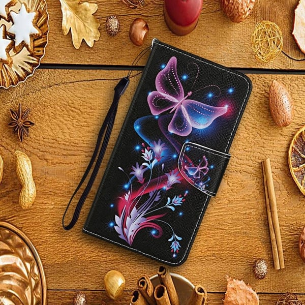 Wonderland Xiaomi Redmi Note 14 5G flip-etui - Glødende Sommerfugl