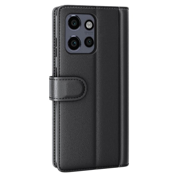 Ekte lærdeksel med kredittkortspor for Motorola Edge 50 Neo / Motorola Moto S50 / Motorola ThinkPhone 25 - Svart
