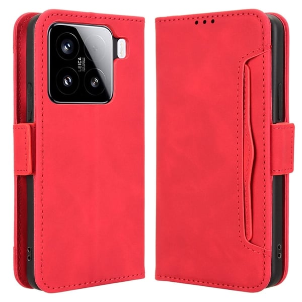 Lommebok-etui i moderne skinn-design Xiaomi 15 Pro - Rød