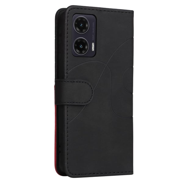 Teksturert læretui med stropp for Motorola Moto G35 - Svart