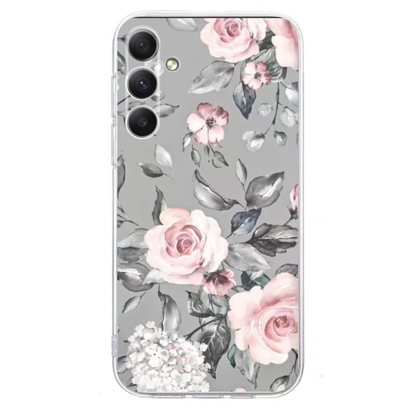 Vibe Samsung Galaxy A54 deksel - Blomster Med Grå Bakgrunn