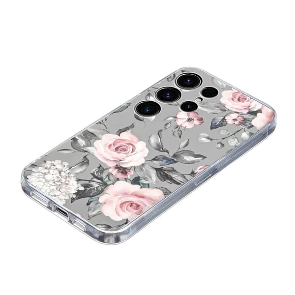 Vibe Samsung Galaxy S24 Ultra cover - Blomster Med Grå Baggrund
