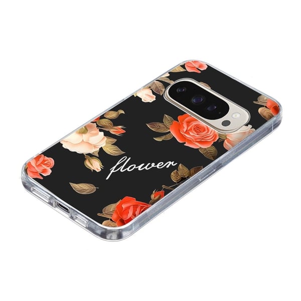 Vibe Google Pixel 9 Pro XL deksel - Svart Bakgrunn Blomster
