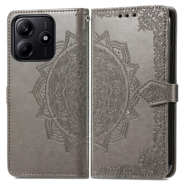 Mandala Xiaomi Redmi Note 14 5G læderetui - Grå Mandala Xiaomi Redmi Note 14 5G læderetui - Grå
