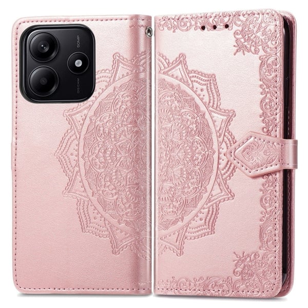Mandala Xiaomi Redmi Note 14 5G etui i lær - Rose Gull Mandala Xiaomi Redmi Note 14 5G etui i lær - Rose Gull