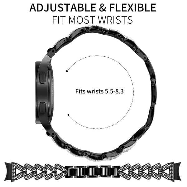 Metallklokkearmbånd Rhinestone Decor med kontakt Samsung Galaxy Watch7 44mm / 40mm Twisted Watch Strap - Svart