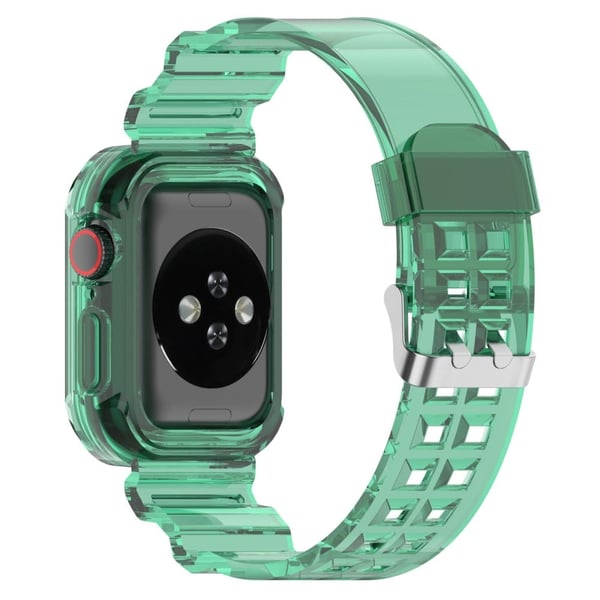 Apple Watch Series 10 46 mm integrert klokkerem med dekseletui, justerbar klokkerem - Gjennomsiktig Grønn