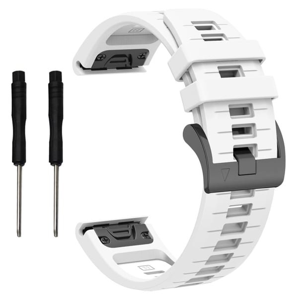 Garmin Fenix 8 51mm / Enduro 3 / Fenix 7X / 7X Pro Quick Release Watch Band Dual Color 26mm Silicone Wrist Strap - Hvit