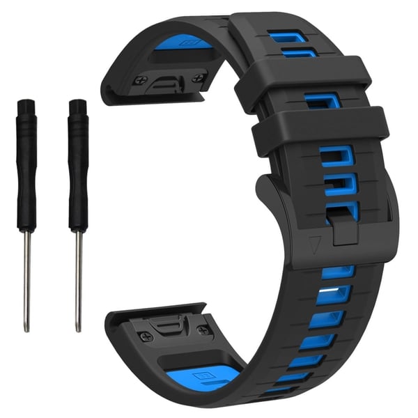 Garmin Fenix 8 51mm / Enduro 3 / Fenix 7X / 7X Pro Pikavapautuskellonauha Kaksivärinen 26mm silikonirannehihna - Musta / Sininen