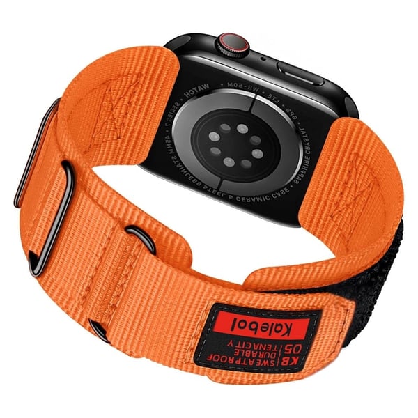KALEBOL 3-rings nylonrem Apple Watch Series 10 46mm / Ultra 2 / Ultra 49mm / 9 8 7 45mm / SE (2023) SE (2022) SE 6 5 4 44mm / 3 2 1 42mm - Oransje