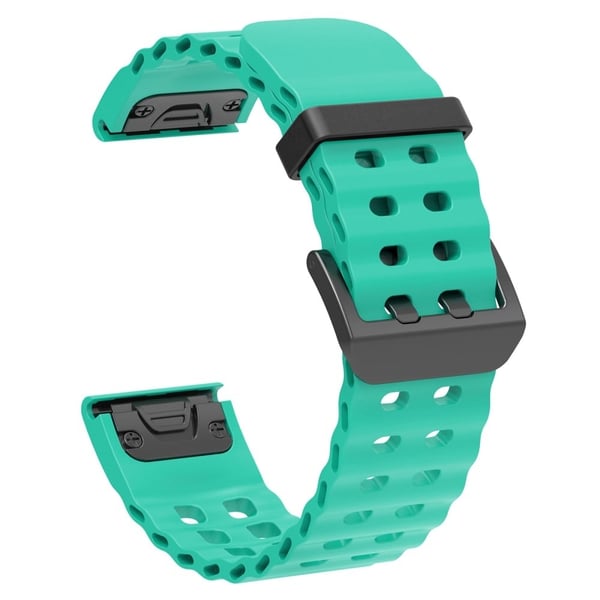 22 mm silikonrem Garmin Fenix 8 47 mm / Fenix E 47 mm / Quatix 7 Pro Watchband med flere hull - Blågrønn