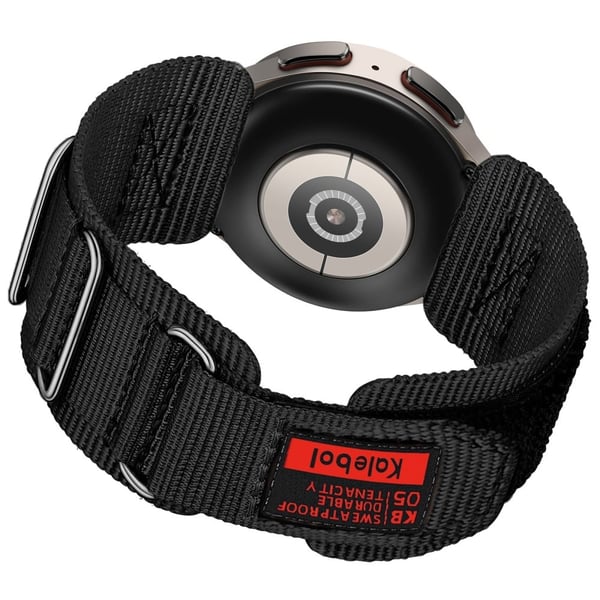 KALEBOL Huawei Watch GT 5 Pro 46mm / GT 5 46mm 3 renkaan nailonhihna Universal 22mm kellonauha - Musta