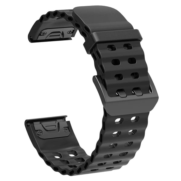 26 mm silikonrem Garmin Fenix 8 51 mm / Enduro 3 / Instinct 2X Watchband med flere hull - Svart