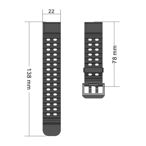 22 mm silikonrem Garmin Fenix 8 47 mm / Fenix E 47 mm / Quatix 7 Pro Watchband med flere hull - Militærgrønn