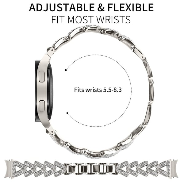 Metalurrem med hurtigudløserstik Samsung Galaxy Watch7 44mm / 40mm Rhinestone Decor Watch Strap - Stjernelys