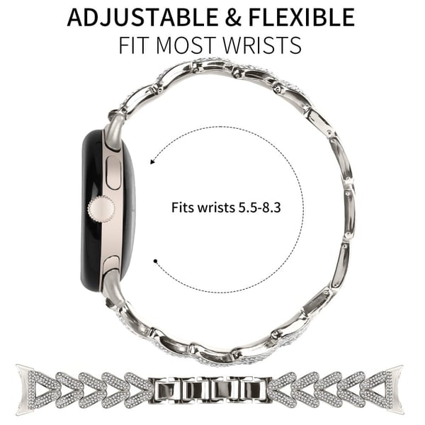 Metall Twisted Watch Band Rhinestone Decor Google Pixel Watch 3 41mm / Pixel Watch 2 / Pixel Watch Watch Watch Strap - Stjernelys
