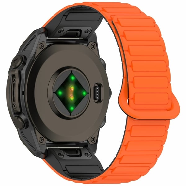 20 mm silikonebånd Garmin Fenix 8 43 mm / Descent MK3 / MK3i / Fenix 7S Quick Release Magnetisk Watch Strap - Orange + Sort