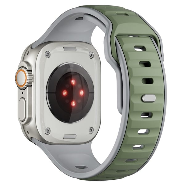 Dual Color silikonrem Apple Watch Series 10 46mm / Ultra 2 Ultra 49mm / Series 9 8 7 45mm / SE (2023) SE (2022) SE 6 5 4 44mm / 3 2 1 42mm - Lysegrønn