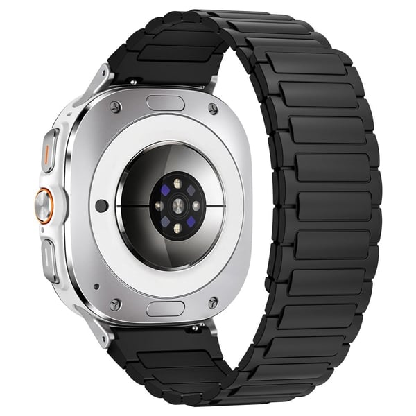 Samsung Galaxy Watch Ultra 47 mm silikonbånd magnetisk sportsarmbånd - Svart / Sølv Kontakt