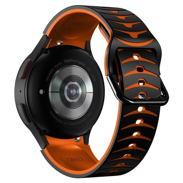 Silikonihihna Samsung Galaxy Watch7 44mm 40mm / Watch FE 40mm / Watch6 44mm 40mm kaksivärinen kellonauha - Musta + Oranssi