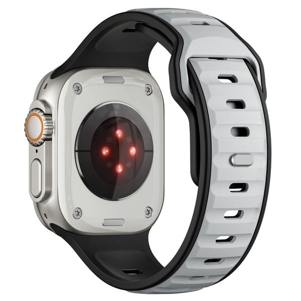 Dual Color silikonrem Apple Watch Series 10 46mm / Ultra 2 Ultra 49mm / Series 9 8 7 45mm / SE (2023) SE (2022) SE 6 5 4 44mm / 3 2 1 42mm - Lysegrå +