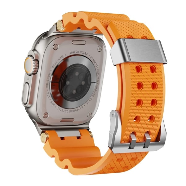 Silikonrem Apple Watch Series 10 46mm / Ultra 2 Ultra 49mm / 9 8 7 45mm / SE (2023) SE (2022) SE 6 5 4 44mm / 3 2 1 42mm med sølvspenne og kontakt - O