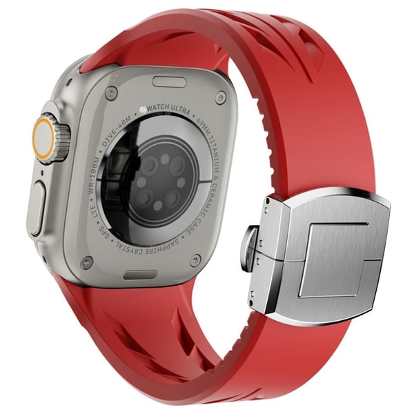 Silikonbånd Apple Watch Series 10 46mm / Ultra 2 Ultra 49mm / 9 8 7 45mm / SE (2023) SE (2022) SE 6 5 4 44mm / 3 2 1 42mm Butterfly Clasp Håndleddsrem