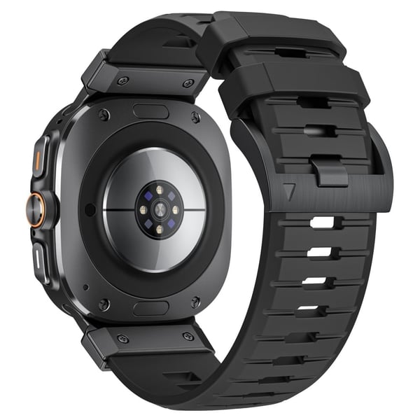 Samsung Galaxy Watch Ultra 47mm Fluorubber Strap korvaava urheilukellon ranneke - Musta / Musta Liitin