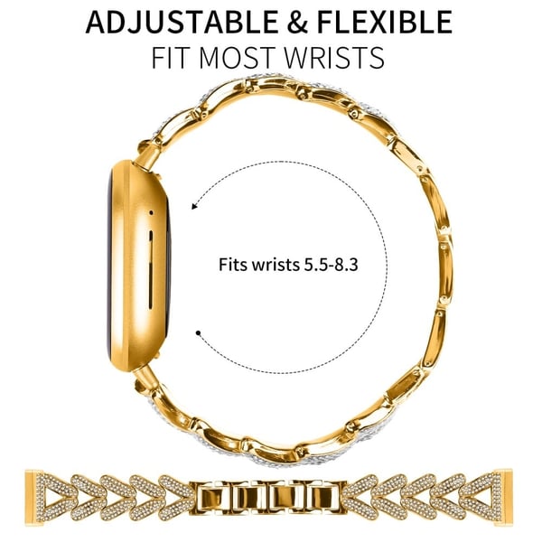Metall Twisted Watch Band Rhinestone Decor Fitbit Versa 4 / Fitbit Sense 2 klokkerem - Gull