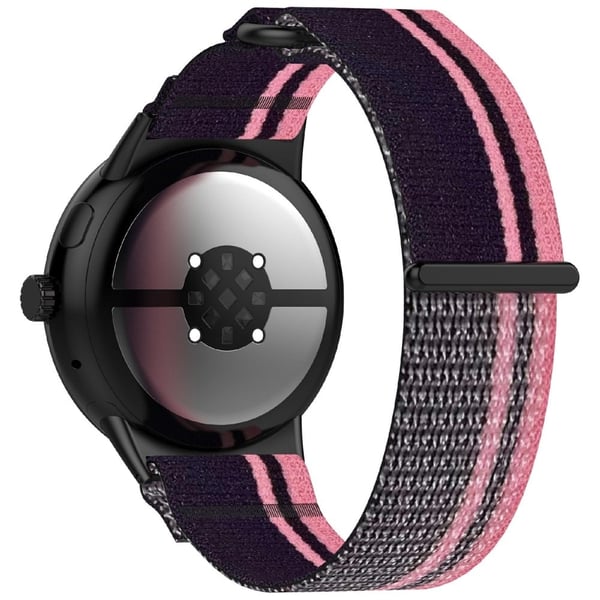 Google Pixel Watch 3 45 mm bånd Justerbar flettet nylonklokkerem med sportsløyfe - Rosa + Lilla