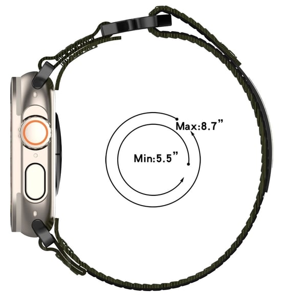 Nylonarmbånd Apple Watch 10 42 mm / 9 8 7 41 mm / SE (2023) (2022) / SE 6 5 4 40 mm / 3 2 1 38 mm Urarmbånd med kontakt - Svart