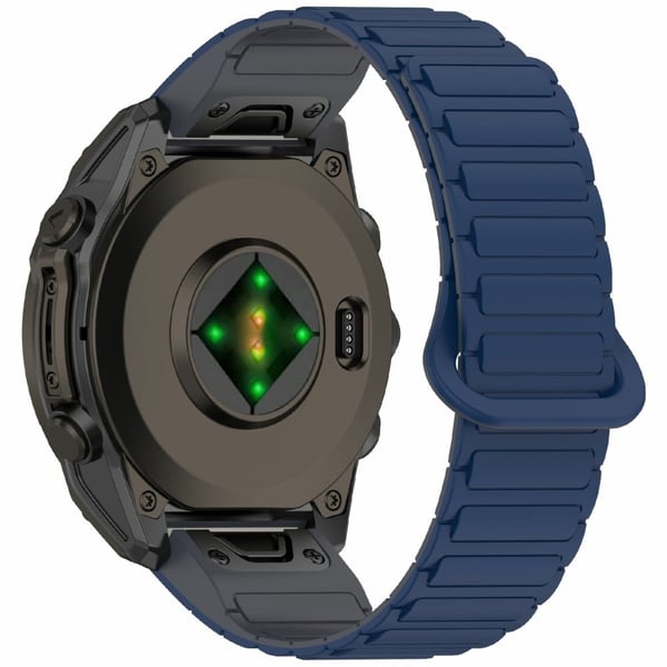 22 mm silikonarmbånd Garmin Fenix 8 47 mm / Fenix E 47 mm / Fenix 7 / Descent G1 Quick Release Magnetic Watch Strap - Midnattsblå + Grå
