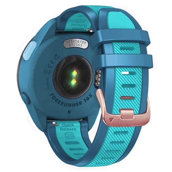 20 mm silikonrem Samsung Galaxy Watch6 44 mm 40 mm / Watch6 Classic 47 mm 43 mm / Watch 5 44 mm 40 mm Rose Gold Buckle Dual Color Band - Cyan + Blå